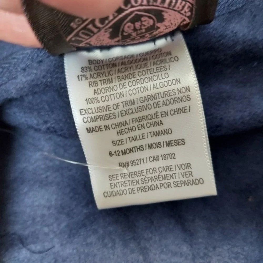 Juicy Couture Hoodie Girls 6-12M Gray Anchor Embroidery Full Zip Y2K Baby Jacket